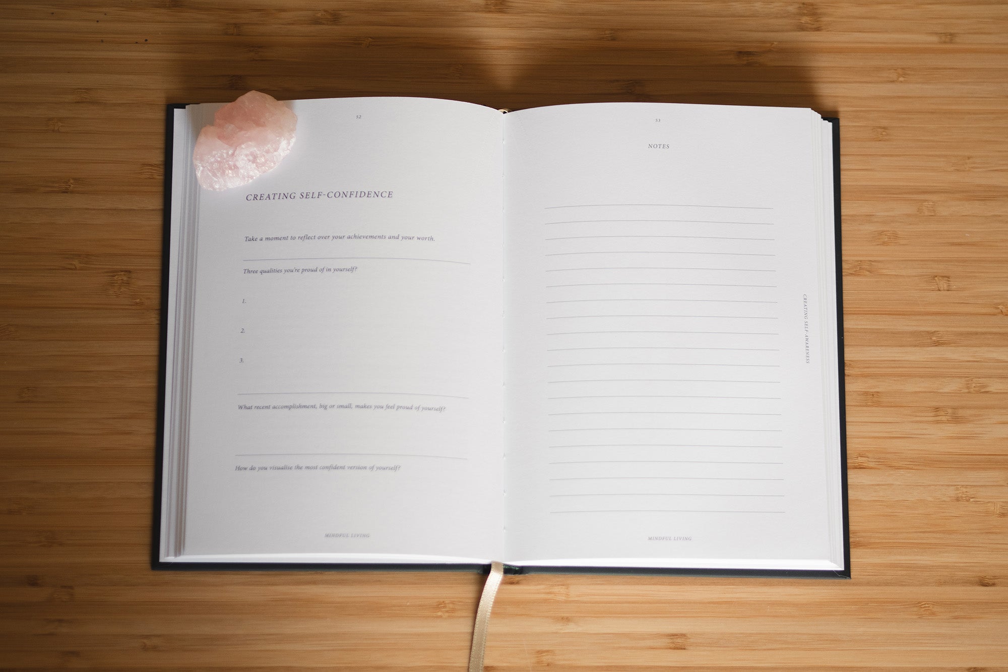 Mindful Living Journal esimerkkitehtävä itsevarmuuden lisäämiseen